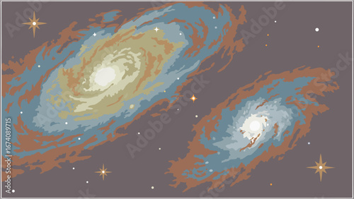 Spiral Galaxies in Space Celestial Art Cosmic Background Universe Illustration Starry Night Galaxy Design Astronomy Artwork Space Exploration Night Sky Abstract Galaxy Outer Space Colorful Nebula Spi.