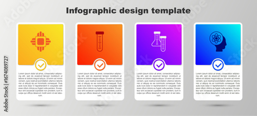 Set Processor CPU, Test tube, and Atom. Business infographic template. Vector