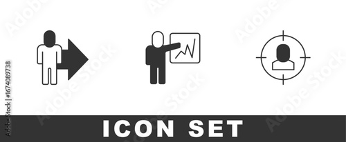 Set Leader of a team of executives, and Head hunting icon. Vector