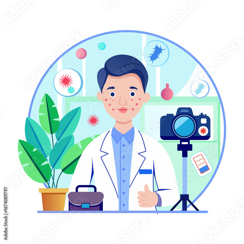 An illustration of dermatologist designed in flat style