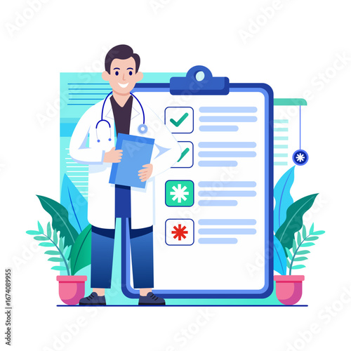 An illustration of medical query designed in flat style