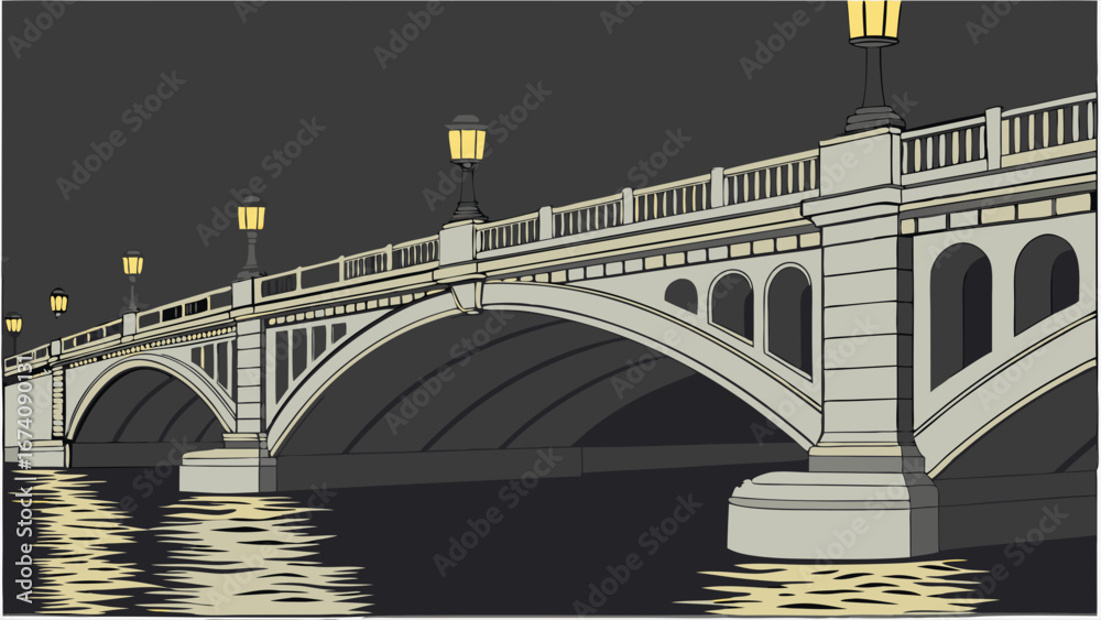 Obraz premium Elegant Stone Bridge at Night.