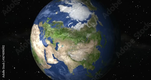 Zoom to Europe. The European states from space. Realistic planet earth.