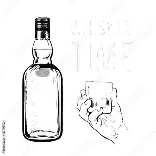 Glass bottle with cap, beverage container