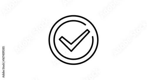 A black checkmark in a circle on a white background