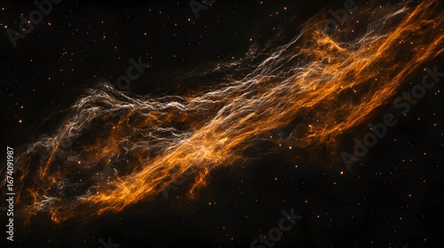 Cosmic Nebula Abstract Background Orange and White Glowing Gas Clouds