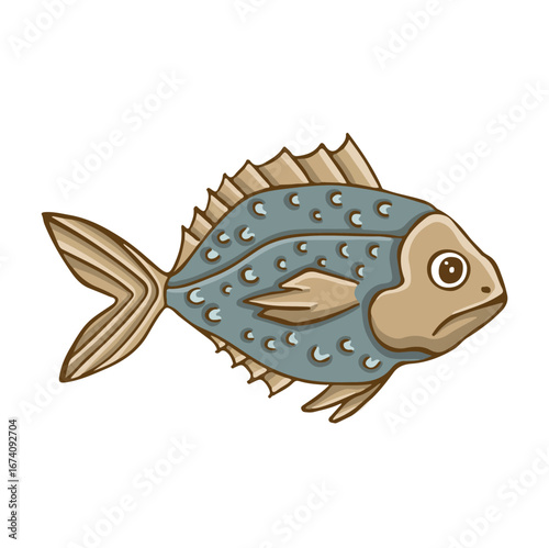 Seafood fish flounder color cartoon
