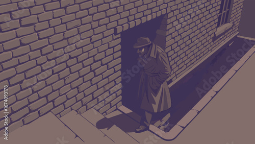A Man in a Trench Coat in an Alleyway.