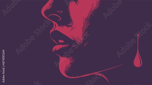 A Side Profile of a Face in Abstract Style.