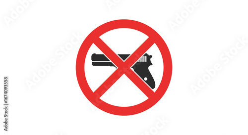 No guns allowed sign with red circle and crossed out handgun