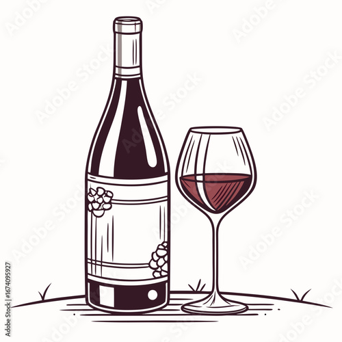 wine bottle and glass