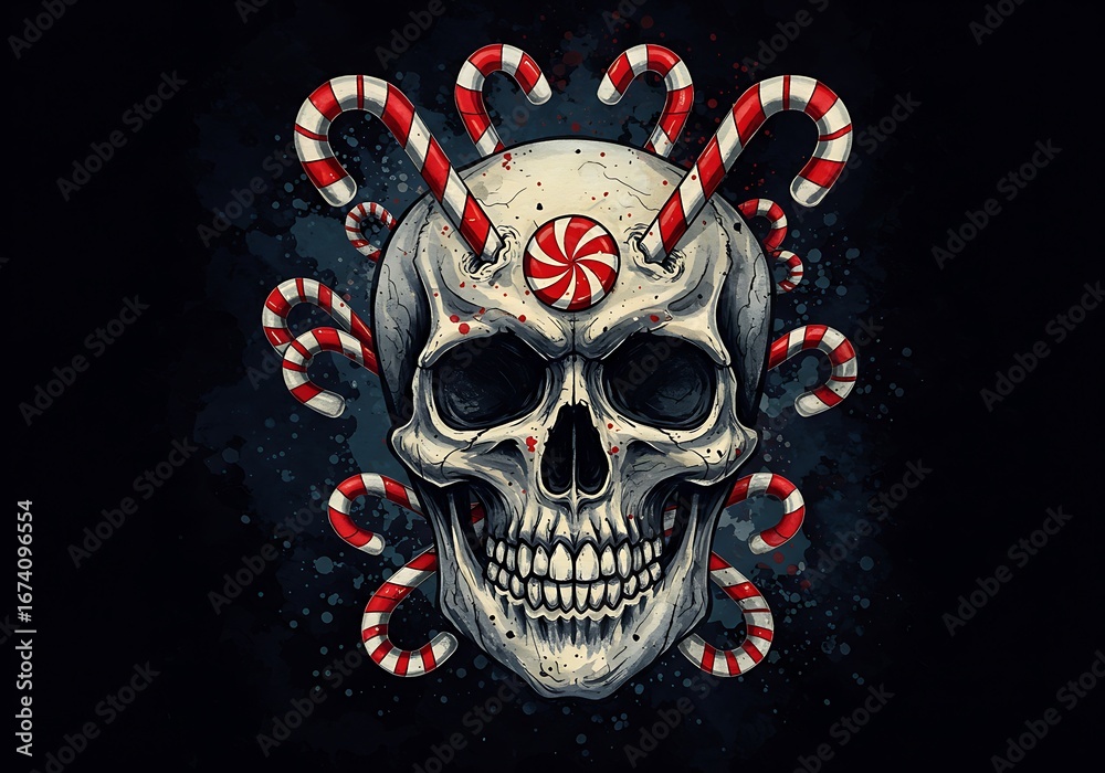 Fototapeta premium Sugar Skull Symphony: A Darkly Sweet Illustration