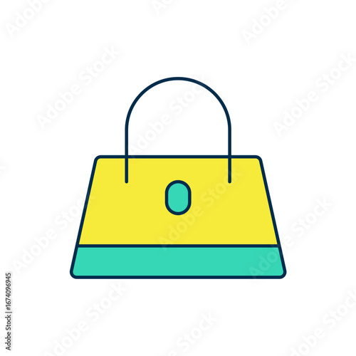 Filled outline Handbag icon isolated on white background. Female handbag sign. Glamour casual baggage symbol. Vector