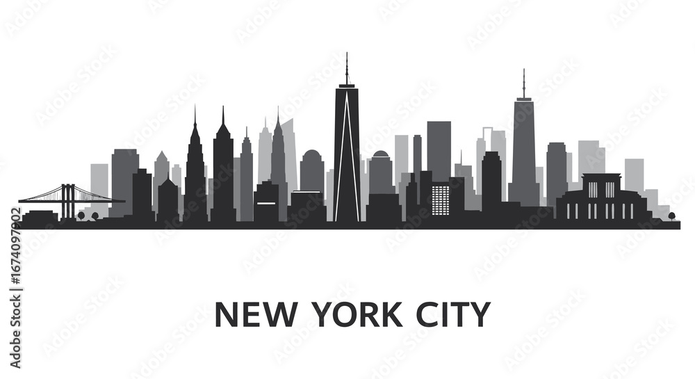 Fototapeta premium New york city skyline with iconic buildings and bridge
