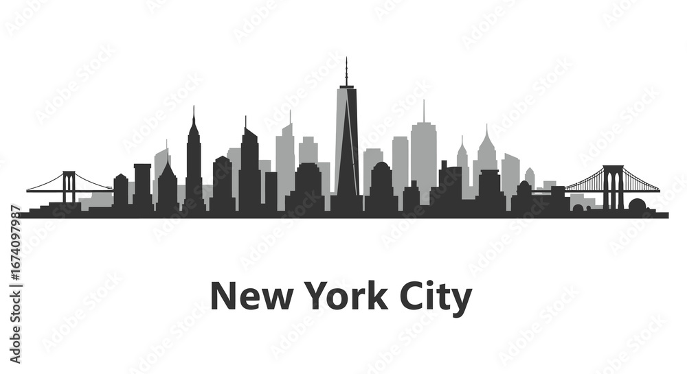 Fototapeta premium New york city skyline with iconic buildings and bridges