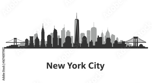 New york city skyline with iconic buildings and bridges