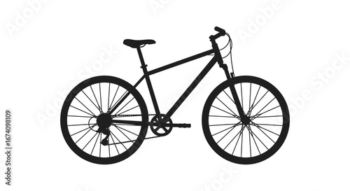 A black bicycle silhouette on a white background