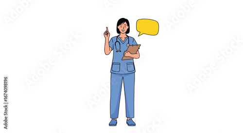Friendly medical professional holding syringe and clipboard ready to provide care and information to patients