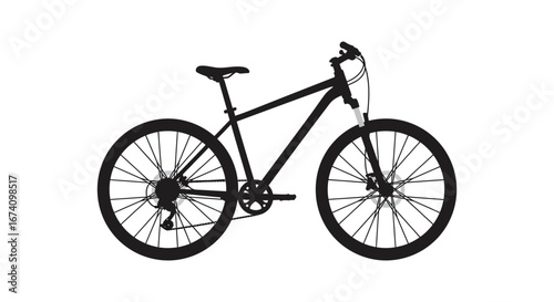 A black bicycle with thin tires on a white background