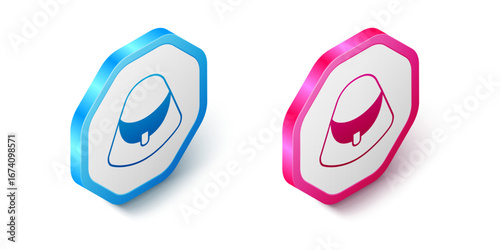 Isometric Handbag icon isolated on white background. Female handbag sign. Glamour casual baggage symbol. Hexagon button. Vector