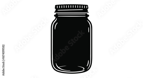 A black bottle with a screw on cap on a white background