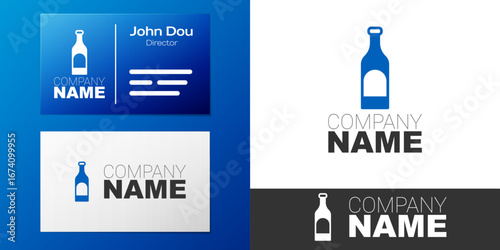 Logotype Bottle of wine icon isolated on white background. Logo design template element. Vector