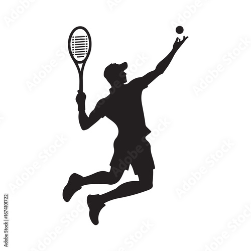 tennis player vector silhouette clip art logo design illustration. tennis ball icon set collection.