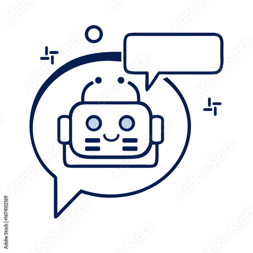 Minimal Chatbot Icon with Speech Bubble AI Conversation Symbol