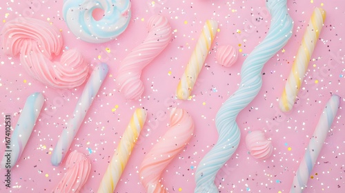 Pastel Candy Swirl and Meringue Background