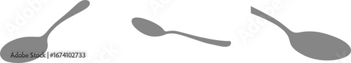 Three Grey Silhouettes of Spoons in Different Orientations