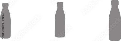 Three Grey Silhouettes of Water Bottles drink beverage