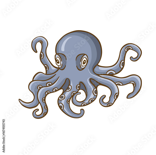 Seafood animals octopus color cartoon