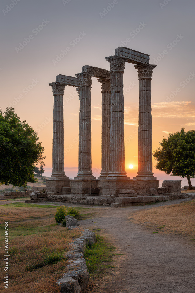 Fototapeta premium breathtaking sunsets over historical landmarks around world this scene evokes wonder