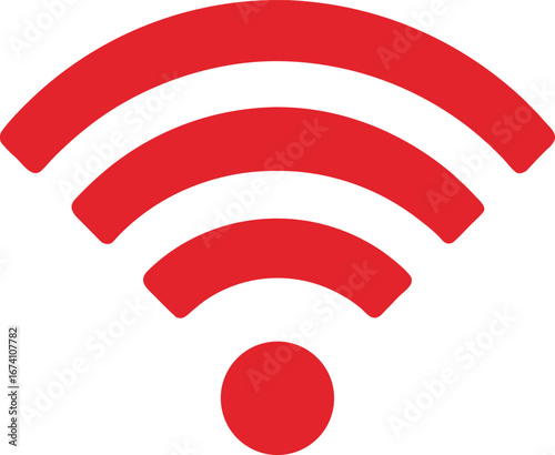 Red Wi-Fi Symbol Vector Illustration for Wireless Internet and Network Access