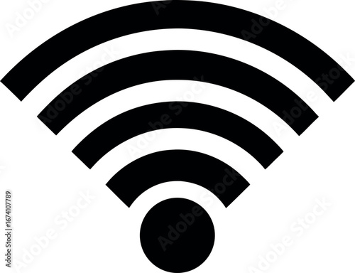 Black Wi-Fi Signal Icon Vector for Wireless Internet and Connectivity Themes