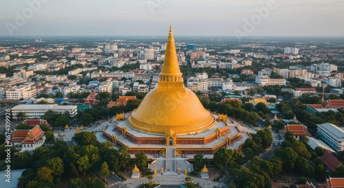 Aerial View of the Phra Pathom Chedi in Nakhon Pathom, Thailand