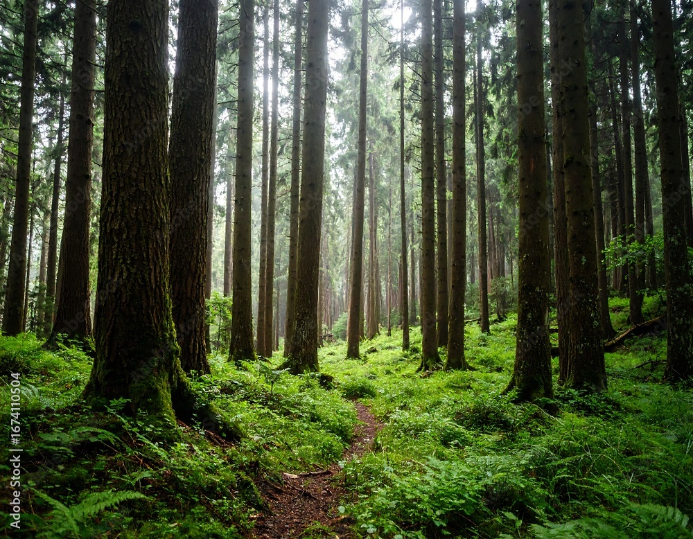 Obraz premium Lush forest path (1)