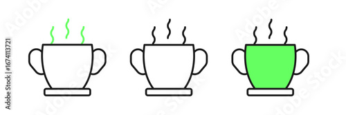Set line Bowl of hot soup icon isolated on white background. Vector