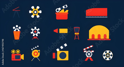 solid movie icons, filled cinema icons, glyph film icons, bold movie symbols, filled film reel icon, solid movie camera icon, black filled cinema icons, heavy film pictograms, thick media icons, dark 