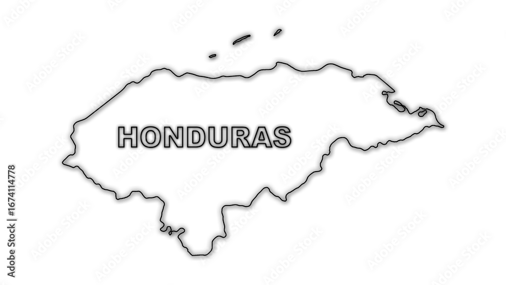 Obraz premium Black and White Honduras Map Outline Minimalist Monochrome Illustration