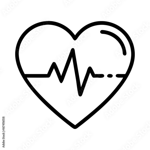 Modern heart symbol with heartbeat line, representing health, wellness, and medical care