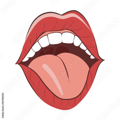 Open mouth showing teeth and tongue lips