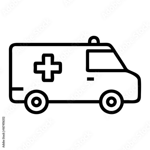 Emergency medical ambulance with cross symbol, ready for urgent response and healthcare needs