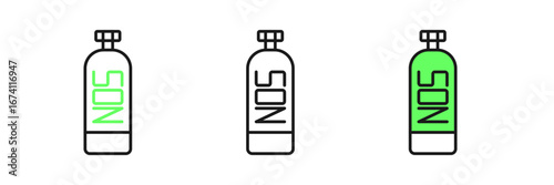 Set line Nitrous oxide icon isolated on white background. Vector