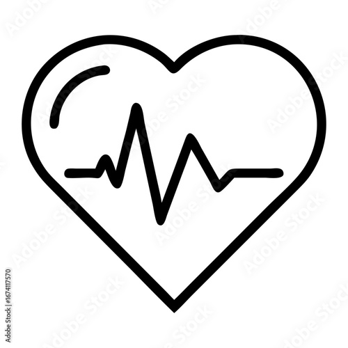 Modern heart symbol with heartbeat line, representing health, wellness, and medical care