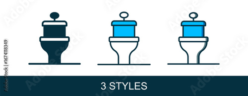Filled outline Toilet bowl icon isolated on white background. Vector