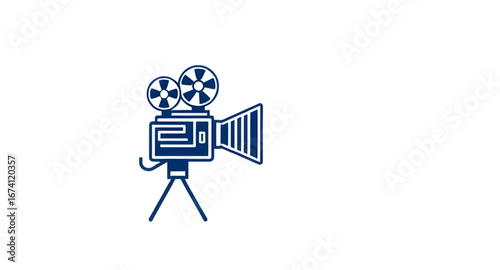 vintage movie camera, retro film reel, cinematography icon, old film camera, film strip, clapperboard and reel, filmmaking tools, movie projector, vintage cinema reel, camera with film, recording came
