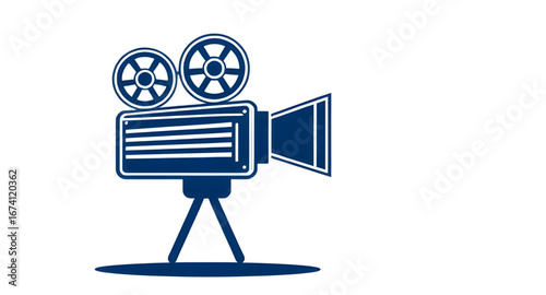 cinema camera, vintage movie camera, retro film reel, cinematography icon, old film camera, film strip, clapperboard and reel, filmmaking tools, movie projector, vintage cinema reel, camera with film,