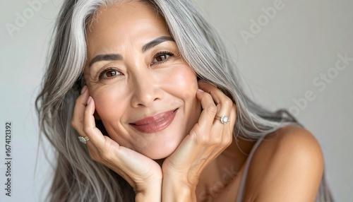 Portrait of a Smiling Woman with Gray Hair