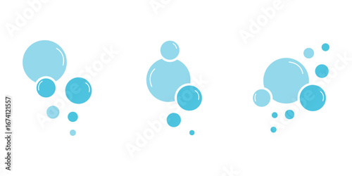 Fizzy Drink, Water Bubble Black and Blue Pictogram. Effervescent Champagne. Sphere Foam, Aquarium. Clear Soda Drops Line and Silhouette Icon Set. Soap ...
